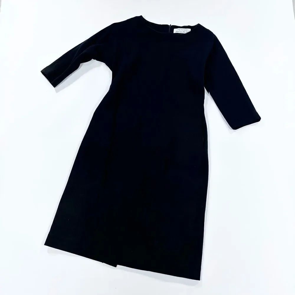 Rag and bone black 3/4 sleeve structured stretch cotton midi bodycon dress 6